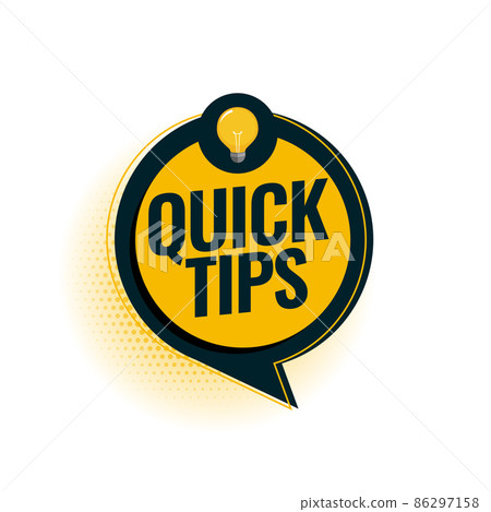 Quick tips advice with lightbulb on white background Quick tips advice with lightbulb on white background 86297158