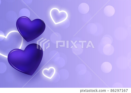 purple hearts background with glowing neon cute hearts purple hearts background with glowing neon cute hearts 86297167