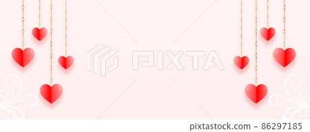 lovely valentines day banner with red hanging... - Stock Illustration ...