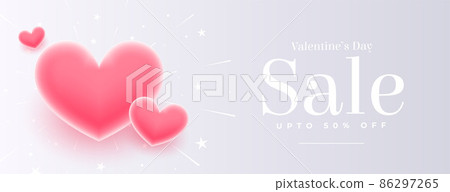 beautiful valentines day sale banner with soft...-插圖素材 [86297265] - PIXTA圖庫