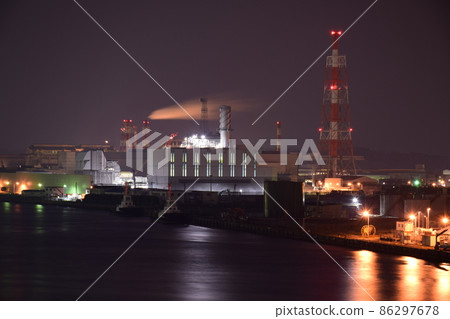 Night view from Tatehana Park in Hachinohe City, Aomori Prefecture, Tohoku Electric Power Hachinohe Thermal Power Station, etc. 86297678