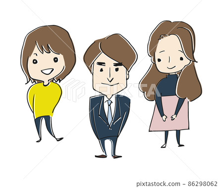 男女員工/社會成員、員工、商人、學生、客戶的插圖素材 86298062