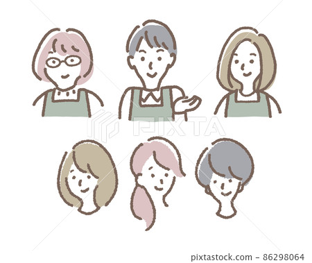 Illustration material of the staff who wore an apron and the customer 86298064