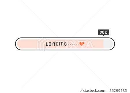 90% ・ Progress bar with loading characters and heart mark-Image material of loading and romance 90% ・ Progress bar with loading characters and heart mark-Image material of loading and romance 86299585