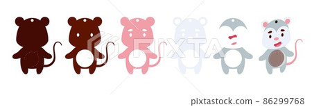 Cute opossum candy ornament. Layered paper decoration treat holder for dome. Hanger for sweets, candy for birthday, baby shower, halloween, christmas. Print, cut out, glue. Vector stock illustration 86299768