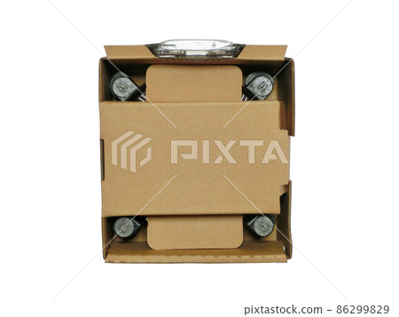 CPU in a cardboard box and attached CPU cooler CPU in a cardboard box and attached CPU cooler 86299829