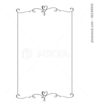 Calligraphy rectangular vector ornamental frame with heart. Valentine Day decorative ornament for decoration, design of wedding invitation, love romantic greeting card Calligraphy rectangular vector ornamental frame with heart. Valentine Day decorative ornament for decoration, design of wedding invitation, love romantic greeting card 86299956
