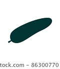 Vector illustration of a green cucumber in a flat cartoon hand-drawn style. Isolated image on a white background. For menu design, printed products, stickers. 86300770