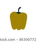 Flat yellow green pepper icon. Vector illustration on a white background. Vegetable icon in a flat cartoon drawn style 86300772