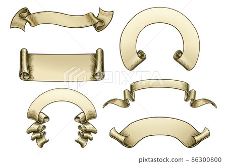 Scroll Paper Banner Parchment Flag Ribbon Woodcut Scroll Paper Banner Parchment Flag Ribbon Woodcut 86300800
