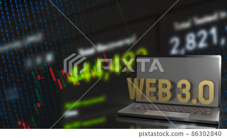 The Web 3.0 white text on notebook in business  background  for technology concept 3d rendering 86302840