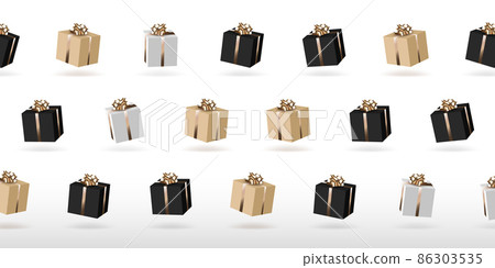 Background with gift boxes with gold ribbon 86303535