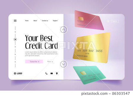 Bank service banner with credit cards 86303547