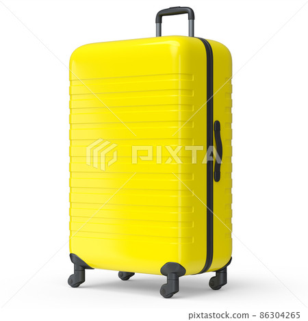 Large yellow polycarbonate suitcase isolated on white background. 3d render travel concept of baggage or luggage 86304265