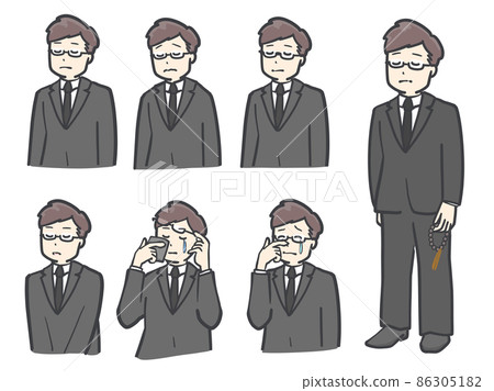 黑色正式的男人的面部表情集 86305182