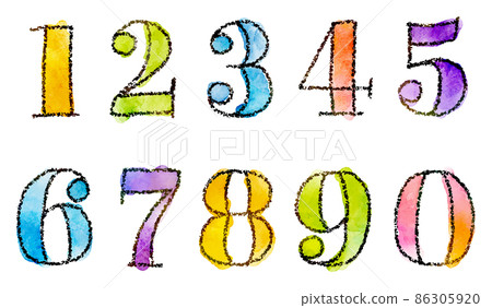 矢量水彩觸摸數字（Mincho 風格） 86305920