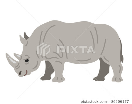 從側面看到的犀牛插圖 86306177