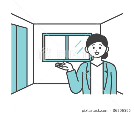 銷售人員在預覽中解釋的圖像插圖素材 銷售人員在預覽中解釋的圖像插圖素材 86306595