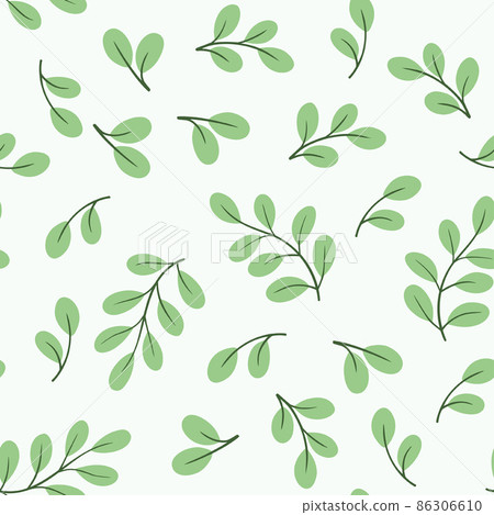 Vector seamless pattern with green leaves. Floral organic background. Vector seamless pattern with green leaves. Floral organic background. 86306610