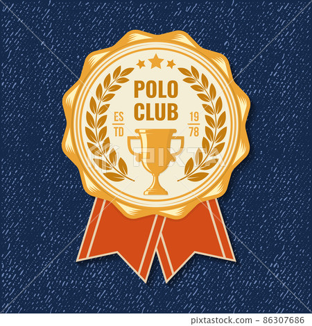 Polo club sport badge, patch, emblem, logo. Vector illustration. Vintage equestrian label, sticker with trophy cup silhouettes. Polo club competition riding sport. Polo club sport badge, patch, emblem, logo. Vector illustration. Vintage equestrian label, sticker with trophy cup silhouettes. Polo club competition riding sport. 86307686