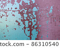 Metallic background. Metal texture with peeling green and red paint 86310540