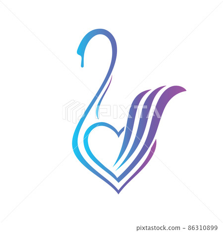 Linear drawing of a swan Linear drawing of a swan 86310899