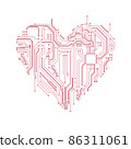 Circuit board heart symbol. 86311061