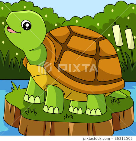 Turtle Cartoon Vector Colored Illustration Turtle Cartoon Vector Colored Illustration 86311505