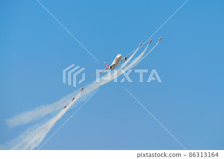 Swissair Airbus A330 and Swiss Air Force "Patroille Switzerland" formation flight 86313164