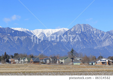 冬天安曇野和北阿爾卑斯山 冬天安曇野和北阿爾卑斯山 86314582