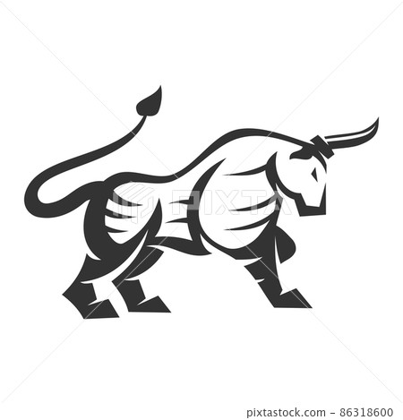 Bull standing attack Icon Illustration Brand Identity 86318600