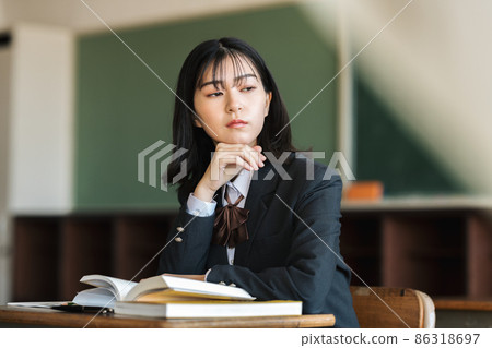 High school girl studying in the classroom 86318697