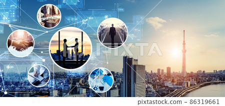Business and Technology Digital Transformation Collage Image For Banners / Advertising Business and Technology Digital Transformation Collage Image For Banners / Advertising 86319661