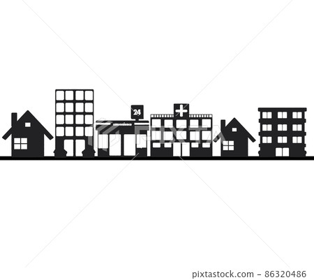 Cityscape illustration material Residential area silhouette Cityscape illustration material Residential area silhouette 86320486