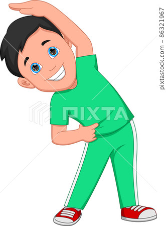 cartoon boy exercising on white background cartoon boy exercising on white background 86321967