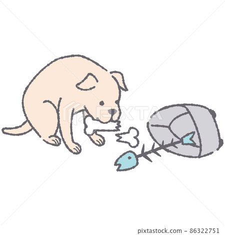 Dog eating garbage and bones Dog eating garbage and bones 86322751