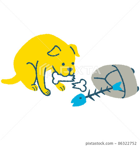 Dog eating garbage and bones 86322752