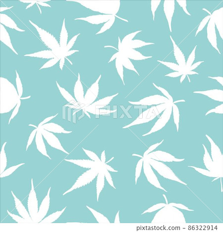 pattern of cannabis leaves on a blue background. White hemp leaves pattern of cannabis leaves on a blue background. White hemp leaves 86322914