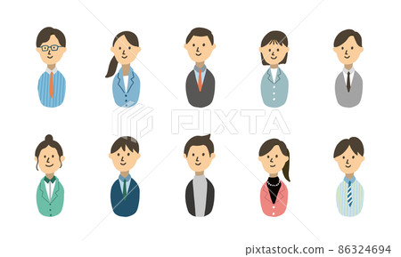 Caricature illustration icon set of 10 businessmen Caricature illustration icon set of 10 businessmen 86324694