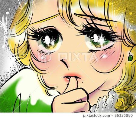 70's Shojo Manga Blonde Vertical Beautiful Girl Moisturizing Eyes and Spoiling Your Eyes 86325890