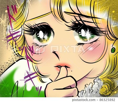 70's Shojo Manga Blonde Vertical Beautiful Girl Moisturizing Eyes and Spoiling Your Eyes 86325892