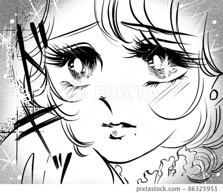 70 年代少女漫畫 以炙熱的目光凝視的美少女黑白插圖 70 年代少女漫畫 以炙熱的目光凝視的美少女黑白插圖 86325951