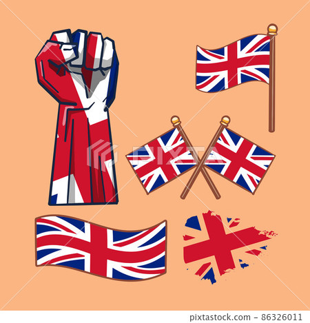 手绘卡通英国国旗插画素材 手绘卡通英国国旗插画素材 86326011