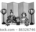 Hinamatsuri Bonbori and Hishimochi (ink painting style) 86326746