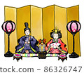 Hinamatsuri Bonbori and Hishimochi (color) 86326747