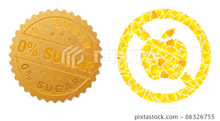 Stop Apple Icon Collage of Golden and Textured... - Stock Illustration ...