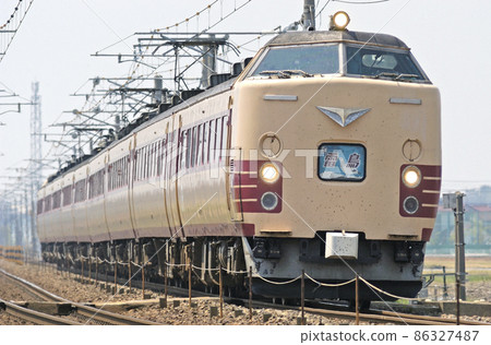 Hokuriku Main Line Mikawa-Kaga Kasama JR West 485 Series A02 formation (Kyoto) Raicho 86327487