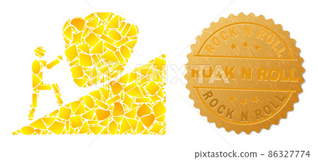 Man Rolling Stone Up Icon Collage of Golden...-插圖素材 [86327774] - PIXTA圖庫