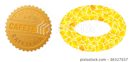 Torus Icon Collage of Gold and Textured Cafeteria Seal Stamp 86327837