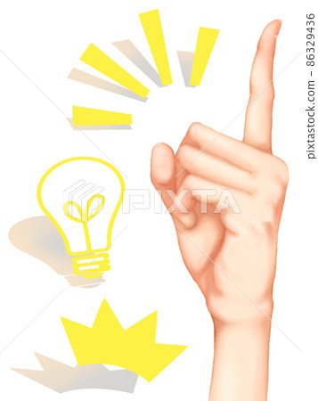左手（指向）抬起食指和簡單的靈感標記 86329436